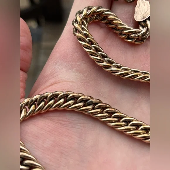 62.32 Gram Antique Gold Filled Albert Watch Curb Chain with T-Bar- 15.5” - Picture 12 of 14